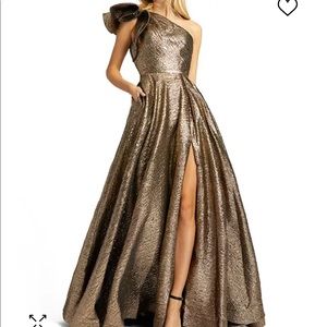 Mac Duggal 67297 Antique Bronze Gold Lame Gown 6